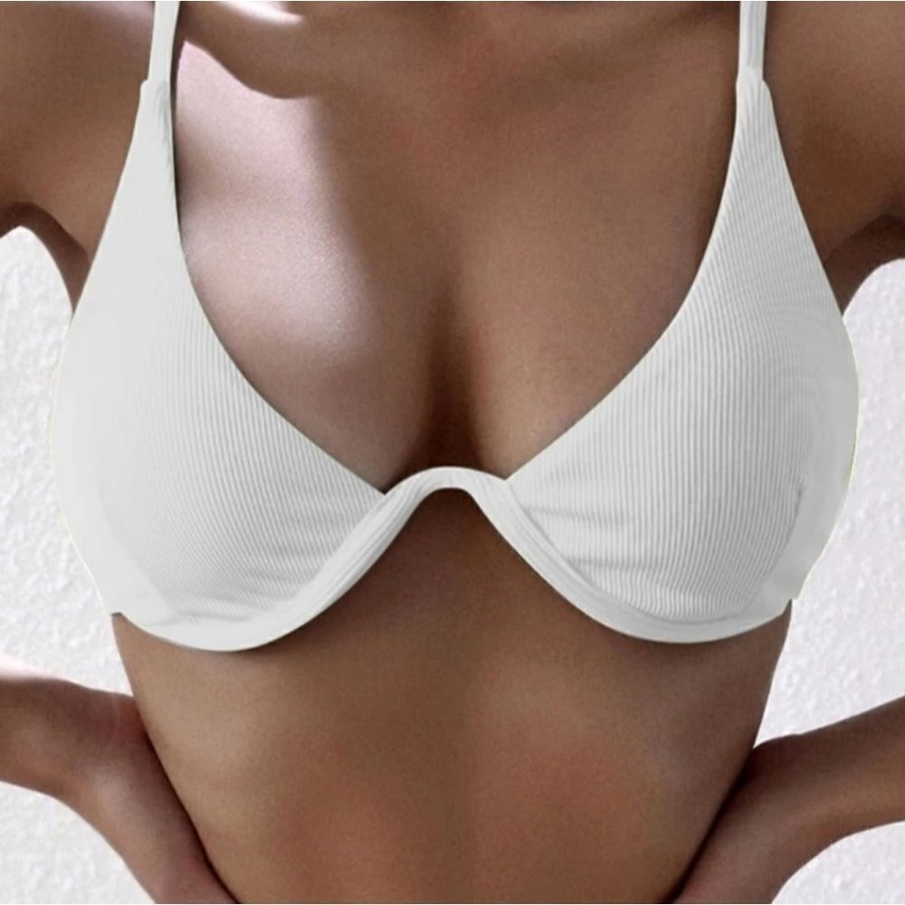 White Sexy Plunging Underwire Pushup 2-piece High cut leg Bikini - Picture 10 of 15